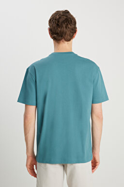 %100 Pamuk Relaxed Fit Geniş Kesim Minimal Logo Lacivert Tişört - Hydro-MW7NM203877W25 (görsel 5)