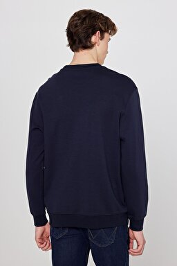 Pamuklu Regular Fit Normal Kesim Bisiklet Yaka Logo Detaylı Sweatshirt - Navy-TW2520255410 (görsel 5)