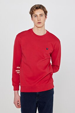 Pamuklu Regular Fit Normal Kesim Bisiklet Yaka Logo Detaylı Sweatshirt - Red-TW2520255A47 (görsel 2)