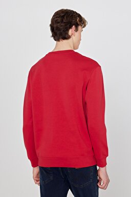 Pamuklu Regular Fit Normal Kesim Bisiklet Yaka Logo Detaylı Sweatshirt - Red-TW2520255A47 (görsel 5)