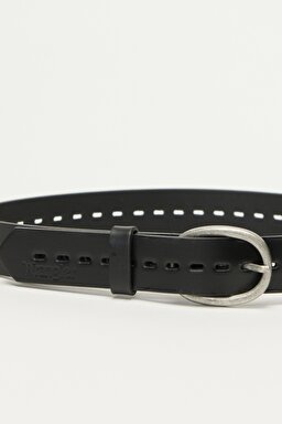 %100 Deri Siyah Kemer - Black-W0J6U1100 (görsel 2)