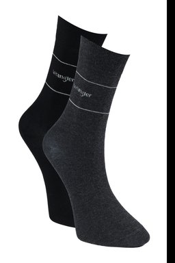 Yüksek Kesim Siyah Gri Melanj Esnek 2'li Çorap Paketi - Dark Grey Melee-W0P511X06