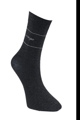 Yüksek Kesim Siyah Gri Melanj Esnek 2'li Çorap Paketi - Dark Grey Melee-W0P511X06 (görsel 2)