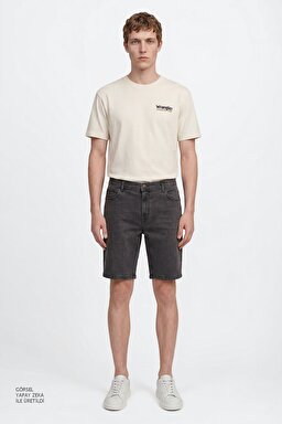 Texas Pamuklu Regular Fit Normal Kesim Cepli Esnek Jean Kot Denim Şort - Dark Anthracite-W11C00001050 (görsel 2)