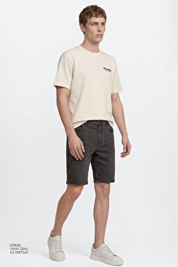 Texas Pamuklu Regular Fit Normal Kesim Cepli Esnek Jean Kot Denim Şort - Dark Anthracite-W11C00001050 (görsel 3)