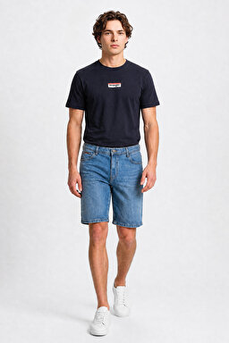 Texas Pamuklu Regular Fit Normal Kesim Cepli Esnek Jean Kot Denim Şort - Mid Indigo-W11C00003381