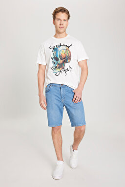 Regular Fit Normal Kesim Normal Bel Açık Mavi Esnek Jean Kot Şort - Vito-W11CAG42E (görsel 2)