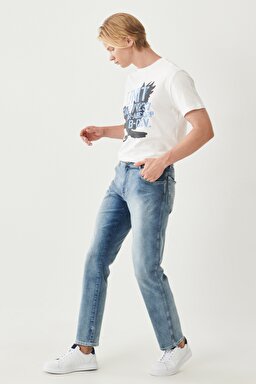Texas Straight Fit Esnek Jean Kot Pantolon - Light Blue-W121004404 (görsel 3)