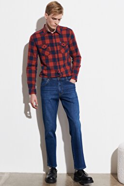 Texas Slim Fit Dar Kesim Normal Bel Esnek Jean Kot Pantolon - Mid Blue-W121017XT