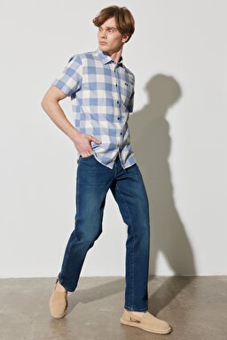 Texas Straight Fit Düz Kesim Normal Bel Mavi Esnek Jean Kot Pantolon - Stone-W12102458 (görsel 4)