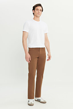 Straight Fit Düz Kesim Normal Bel Açık Kahverengi Esnek Texas Authentic Pantolon - Saddle Brown-W121053248 (görsel 2)