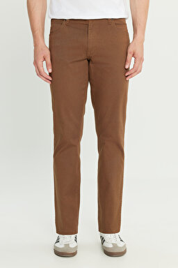 Straight Fit Düz Kesim Normal Bel Açık Kahverengi Esnek Texas Authentic Pantolon - Saddle Brown-W121053248 (görsel 3)