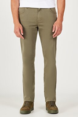 Regular Fit Normal Kesim Normal Bel Haki Esnek Pantolon - Militare Green-W121053G40 (görsel 2)