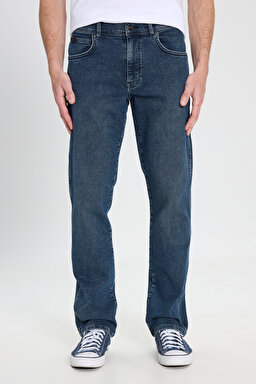 Straight Fit Düz Kesim Normal Bel Koyu Mavi Texas Esnek Jean Denim Pantolon - Dark Indigo-W121081317