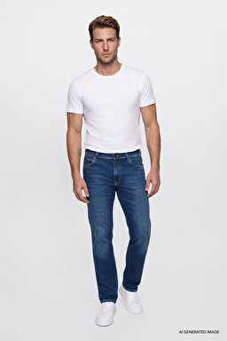 Texas Pamuklu Straight Fit Cepli Esnek Jean Kot Denim Pantolon - MidBlue-W121260156XT