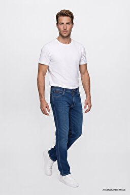 Texas Pamuklu Straight Fit Cepli Esnek Jean Kot Denim Pantolon - MidBlue-W121260156XT (görsel 2)