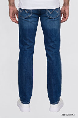 Texas Pamuklu Straight Fit Cepli Esnek Jean Kot Denim Pantolon - MidBlue-W121260156XT (görsel 4)