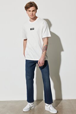 Texas Straight Fit Normal Bel Denim Esnek Jean Kot Pantolon - Dark Blue-W12183947 (görsel 4)