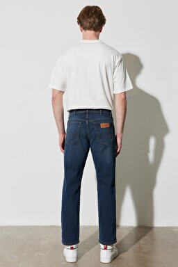 Texas Straight Fit Normal Bel Denim Esnek Jean Kot Pantolon - Dark Blue-W12183947 (görsel 8)