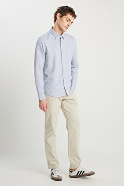 Texas Straight Fit Düz Kesim Normal Bel Ekru Pamuklu Esnek Pantolon - Pelican-W1218646369