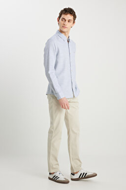 Texas Straight Fit Düz Kesim Normal Bel Ekru Pamuklu Esnek Pantolon - Pelican-W1218646369 (görsel 2)