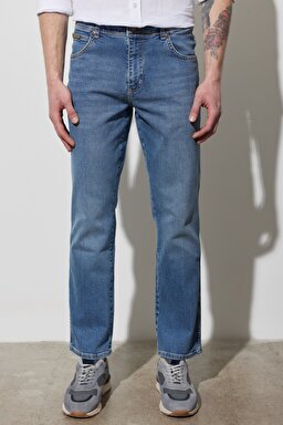 Texas Straight Fit Normal Bel Denim Esnek Jean Kot Pantolon - Mid Blue-W1219237X