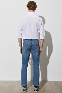 Texas Straight Fit Normal Bel Denim Esnek Jean Kot Pantolon - Mid Blue-W1219237X (görsel 7)