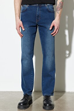 Texas Straight Fit Normal Bel Denim Esnek Jean Kot Pantolon - Dark Blue-W121E284W