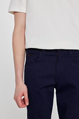 Pamuklu Arizona Straight Fit Cepli Esnek Jean Kot Denim Pantolon - Navy-W12O021410 (görsel 5)