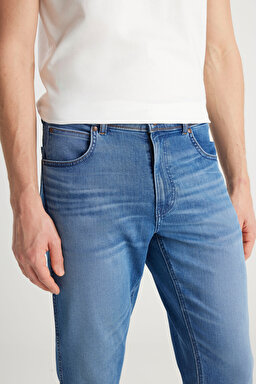 Texas Straight Fit Normal Bel Düz Paça Koyu Mavi Pamuklu Esnek Denim Jean Pantolon - Heritage Haze-W12S00018357 (görsel 5)