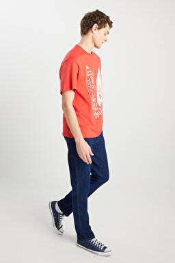 Texas Slim Fit Dar Kesim Normal Bel Dar Paça Koyu Mavi Pamuklu Esnek Jean Denim Pantolon - Dark Indigo-W12S00029317 (görsel 3)