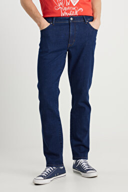 Texas Slim Fit Dar Kesim Normal Bel Dar Paça Koyu Mavi Pamuklu Esnek Jean Denim Pantolon - Dark Indigo-W12S00029317 (görsel 4)