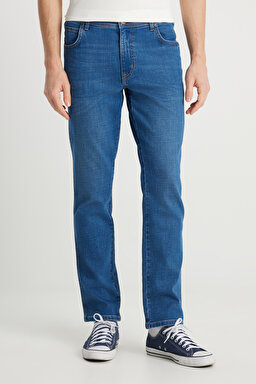 Texas Slim Fit Dar Kesim Normal Bel Dar Paça Açık Mavi Pamuklu Esnek Denim Pantolon - Light Indigo-W12S00030X4E (görsel 2)