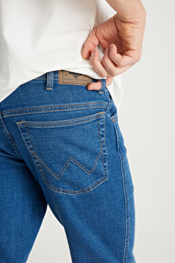 Texas Slim Fit Dar Kesim Normal Bel Dar Paça Açık Mavi Pamuklu Esnek Denim Pantolon - Light Indigo-W12S00030X4E (görsel 4)