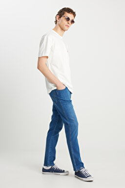 Texas Slim Fit Dar Kesim Normal Bel Dar Paça Açık Mavi Pamuklu Esnek Denim Pantolon - Light Indigo-W12S00030X4E (görsel 5)