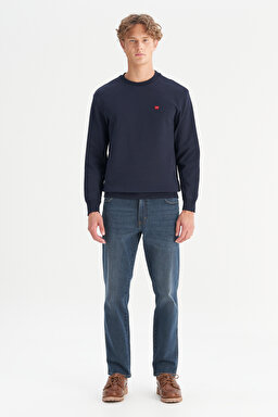 Texas Slim Fit Dar Kesim Normal Bel Koyu Mavi Pamuklu Esnek Denim Jean Pantolon - Dark Indigo-W12S00031317 (görsel 3)