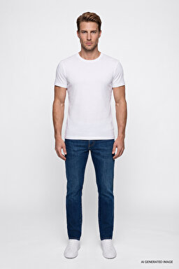 Texas Slim Fit Dar Kesim Normal Bel Koyu Mavi Pamuklu Esnek Denim Jean Pantolon - Dark Indigo-W12S00031317