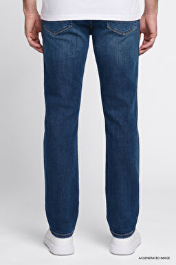 Texas Slim Fit Dar Kesim Normal Bel Koyu Mavi Pamuklu Esnek Denim Jean Pantolon - Dark Indigo-W12S00031317 (görsel 4)