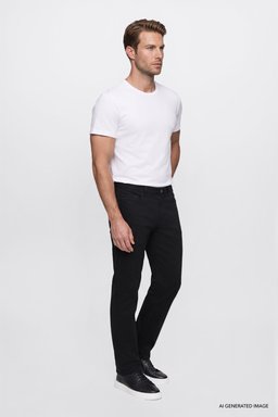 Texas Slim Fit Dar Kesim Normal Bel Siyah Esnek Pantolon - Black-W12S004001 (görsel 2)