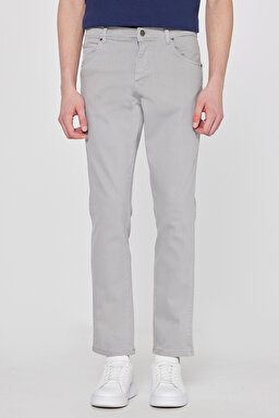 Texas Slim Fit Dar Kesim Normal Bel Açık Gri Esnek Pantolon - Gray-W12S004035 (görsel 3)