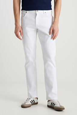 Texas Slim Fit Dar Kesim Normal Bel Beyaz Esnek Pantolon - White-W12S004100 (görsel 3)