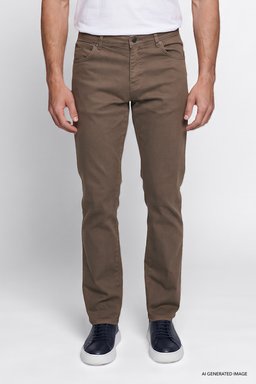 Texas Authentic Slim Fit Dar Kesim Normal Bel Bej Esnek Pantolon - Tarmac-W12S004191 (görsel 3)