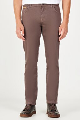 Texas Slim Fit Dar Kesim Normal Bel Kahverengi Esnek Pantolon - Brown-W12S004220