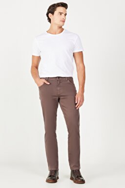 Texas Slim Fit Dar Kesim Normal Bel Kahverengi Esnek Pantolon - Brown-W12S004220 (görsel 2)