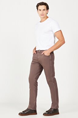 Texas Slim Fit Dar Kesim Normal Bel Kahverengi Esnek Pantolon - Brown-W12S004220 (görsel 4)