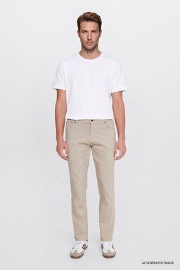 Texas Authentic Slim Fit Dar Kesim Normal Bel Bej Esnek Pantolon - Beige-W12S004614 (görsel 2)