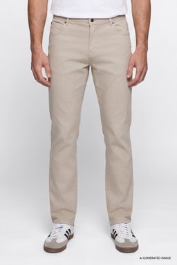 Texas Authentic Slim Fit Dar Kesim Normal Bel Bej Esnek Pantolon - Beige-W12S004614 (görsel 3)