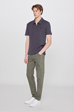 Texas Slim Fit Dar Kesim Normal Bel Haki Esnek Pantolon - Dark Green-W12S004826 (görsel 2)