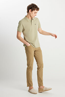 Texas Slim Fit Dar Kesim Normal Bel Kahverengi Esnek Pantolon - Tobacco Brown-W12S004SZ