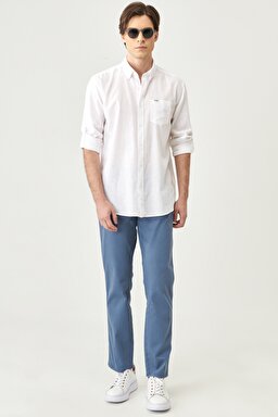 Texas Slim Fit Dar Kesim Normal Bel İndigo Esnek Pantolon - İndigo-W12S004TF (görsel 3)